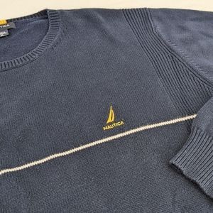 Vintage NAUTICA Heavy Knit Crew Neck SWEATER Pullover Logo Nautical SIZE XL